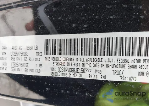 2018 Ram Promaster 2500 High Roof 159 Wb from USA, damaged, VIN 3C6TRVDG8JE156777